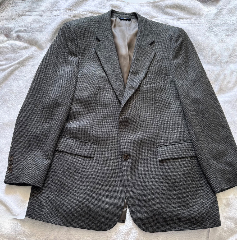 Brooks Brothers Blazer Vintage 2005 Gray Herringbone Wool Size 44 Lng